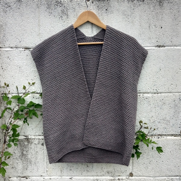 Crochet Pattern - Gneiss - Sleeveless Cardigan Waistcoat Vest Sweater Gilet - Linen DK - PDF