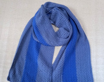 Crochet Pattern - Robin Scarf - Cotton Striped Scarf - Vegan - Instant Download PDF
