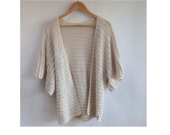 Crochet Pattern - Joanie - Short Sleeve Cardigan Throw On - Aran -  Instant Download PDF