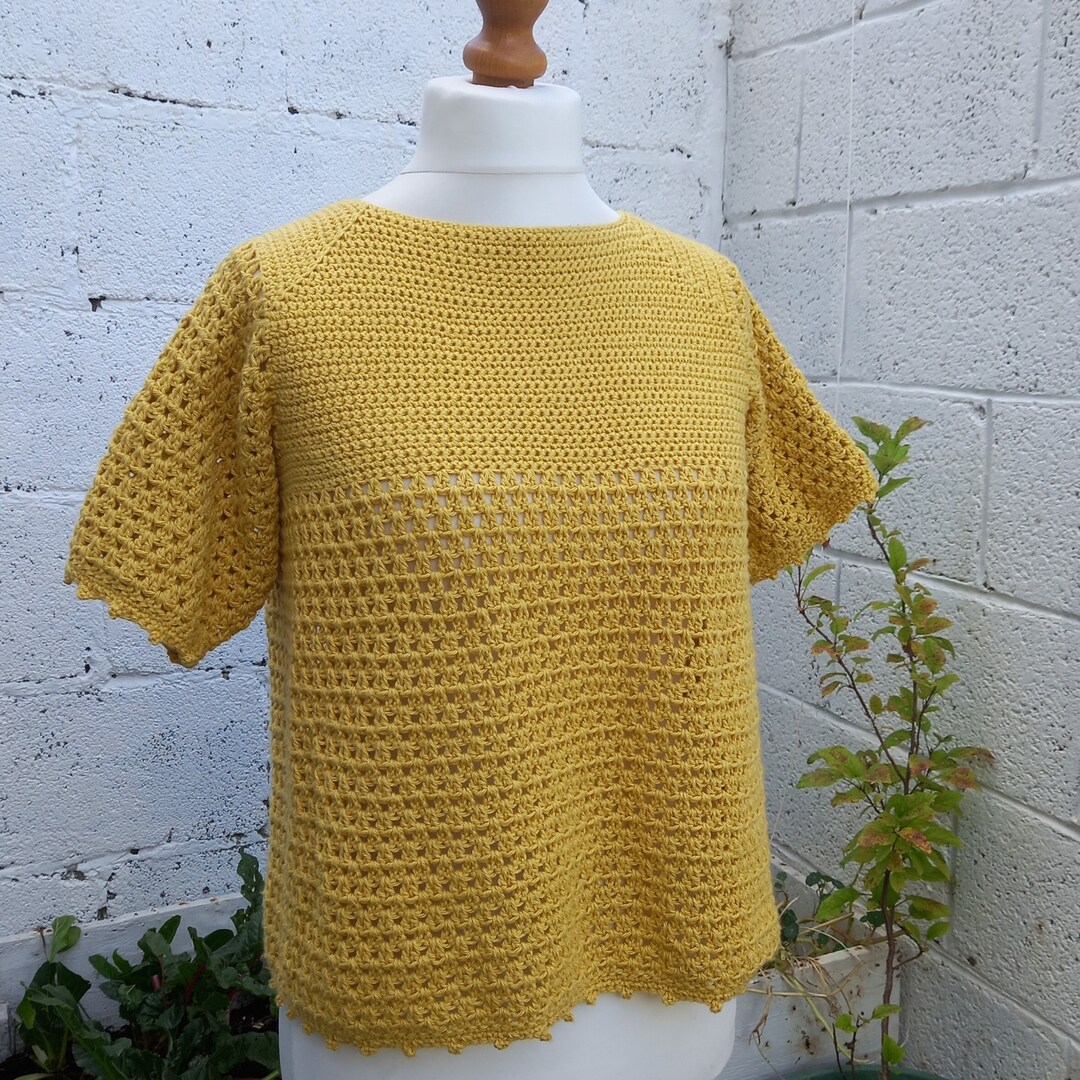 Crochet Pattern Dandelion Cotton Top Blouse Sweater Jumper DK PDF