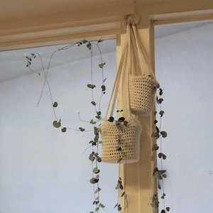 Crochet Pattern - Plant Holders - Hanging Baskets for House Plants - Cotton - PDF Instant Download