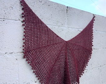 Crochet Pattern - Blackberry Shawl - Cotton Crochet Shawl Scarf with Bobbles - DK - PDF