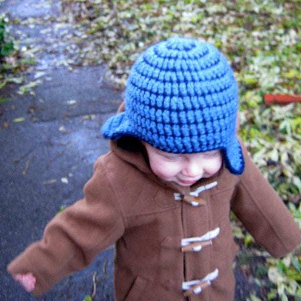 Crochet Pattern - Ted's Hat - Earflap Hat for Baby Toddler - Aran - PDF