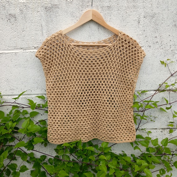 ★関税込★KNITTED★Open Collar Crochet Half Knit Tee★ 25% Summer Sale-crochet PATTERN - Elegant Sea Flower Summer