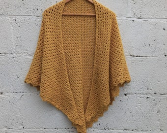 Crochet Pattern - Goldfinch Shawl - Simple Triangle Shawl - Cotton DK - PDF