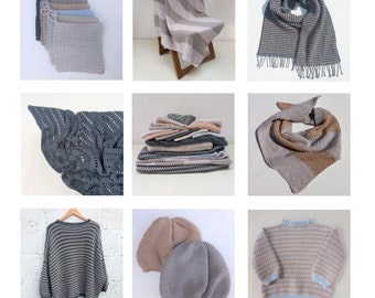 La collection Granite Stitch - motifs au crochet pour fil de coton DK - pull pull écharpe châle couvertures