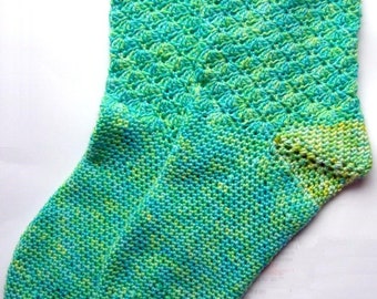 Patron au crochet pour chaussettes coquillages menthe verte - 4 épaisseurs - PDF à téléchargement immédiat