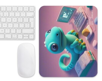 Teal kawaii Mousepad - Lil’ Gecko Stationary