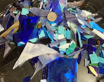 Bits of Blue Glass Shards for Mosaic Art Designing