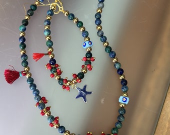 necklace and bracelet set ,gemstone,natural stone.unique and special Design