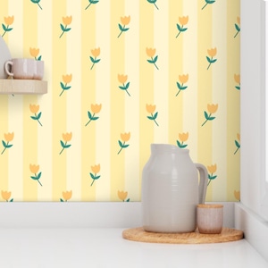 Gelbe Tulpe Wand-Dekor Wilde Blumen-Tapete Küchen-Wand-Dekor Kinderzimmer-Wand-Dekor Kinderzimmer-Raum-Dekor Tapete Badezimmer-Wand-Dekor
