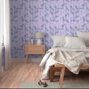 Abnehmbare Tapete Lila Blumen-Tapete Küchen-Wand-Dekor Kinderzimmer-Wand-Dekor Kinderzimmer-Raum-Dekor Tapete Badezimmer-Wand-Dekor