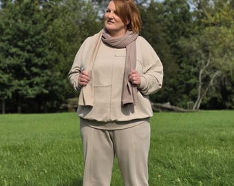 Plus Size Cotton Sweatshirt Set: Handmade Lounge Wear