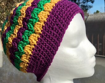 mardi gras crochet hat