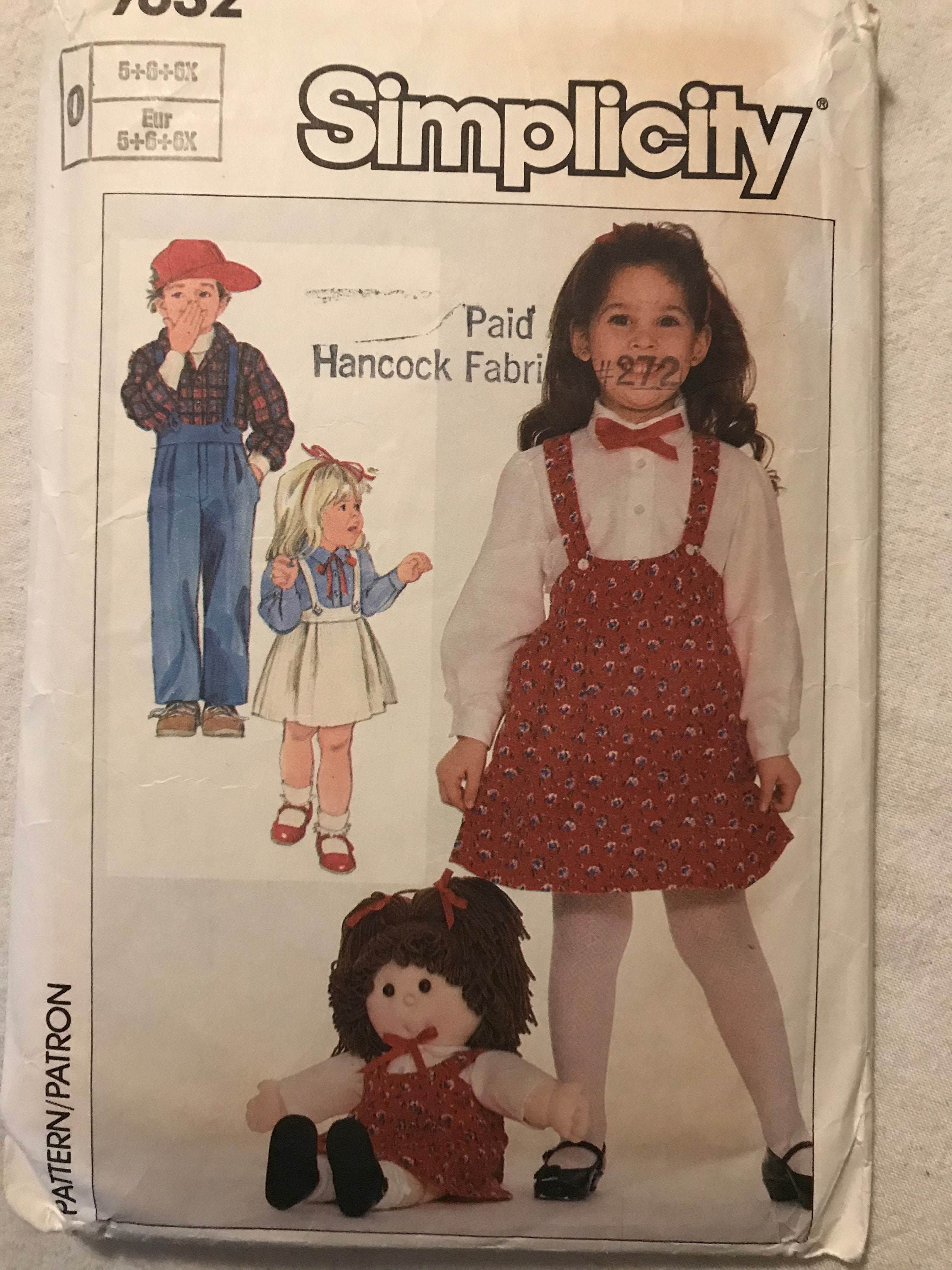 Vintage Simplicity pattern 7632 in sizes 5,6,6X