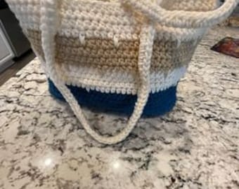 Sand and Sea Hand Crocheted Tote Bag