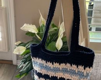 Blue and White Tote Bag