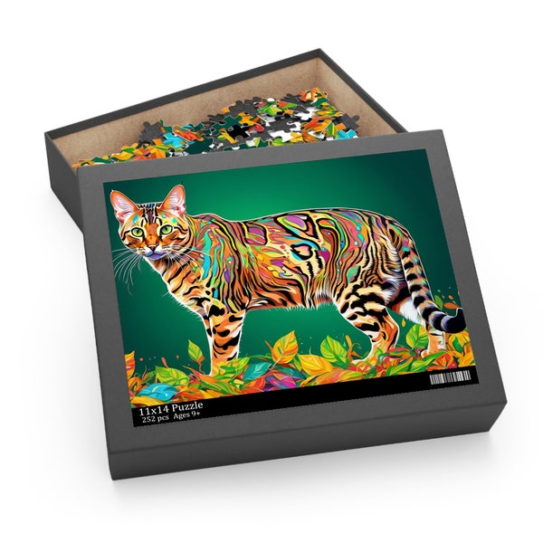 Vibrant Nature: Bengal Cat Beauty Abstract Jigsaw Puzzle (120, 252, 500-Piece)
