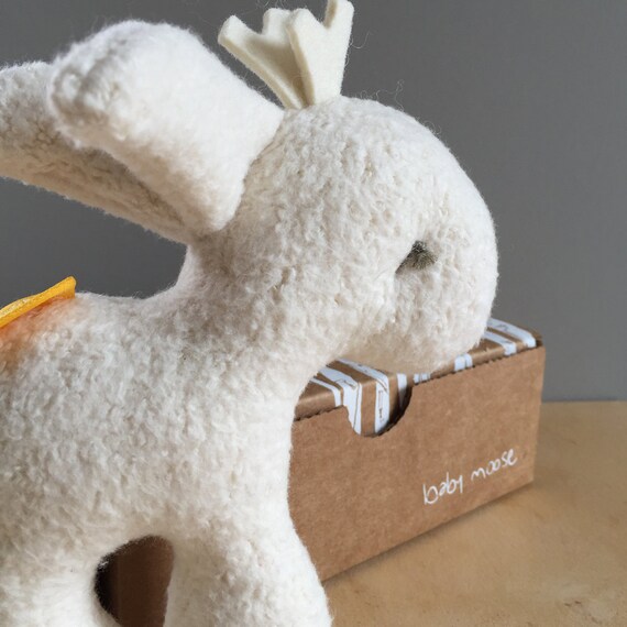 Items similar to Baby Moose Rattle Organic Cotton on Etsy