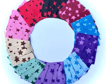 Rainbow Stars Fabric Mini Charm Pack 2.5"x2.5" 40 squares