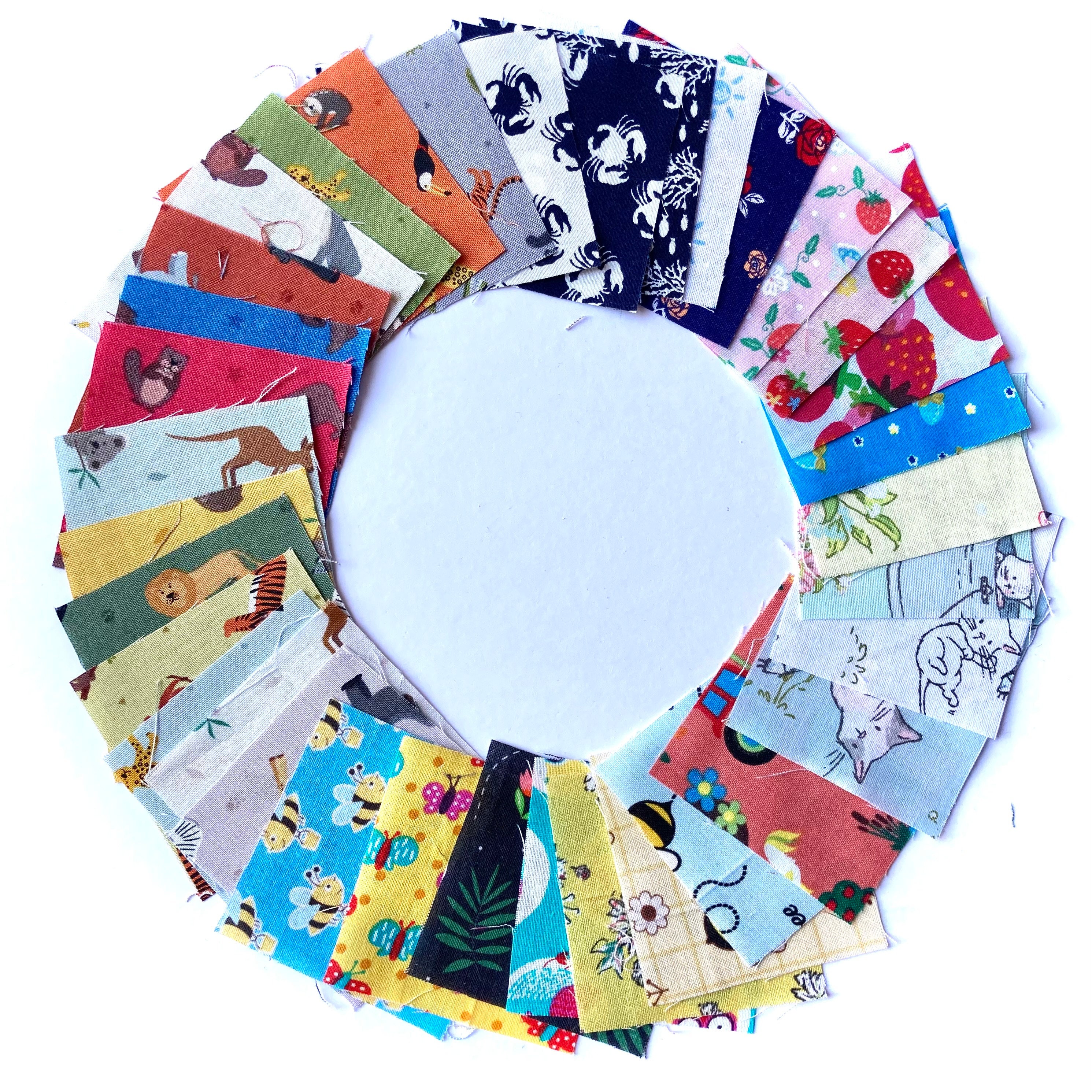 I Spy Novelty Boy Prints 50pc. White Background Prints Fussy Cut Charm Pack  100% Cotton Quilting Fabric Squares 