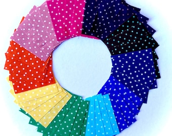 Rainbow Dots Fabric Mini Charm Pack 2.5"x2.5" 40 squares