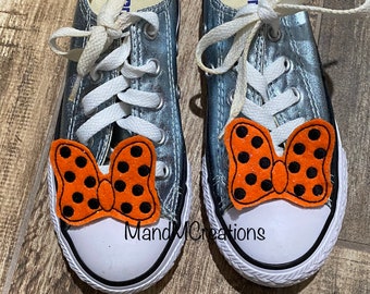 Custom Shoe Bow pretties orange with black dots