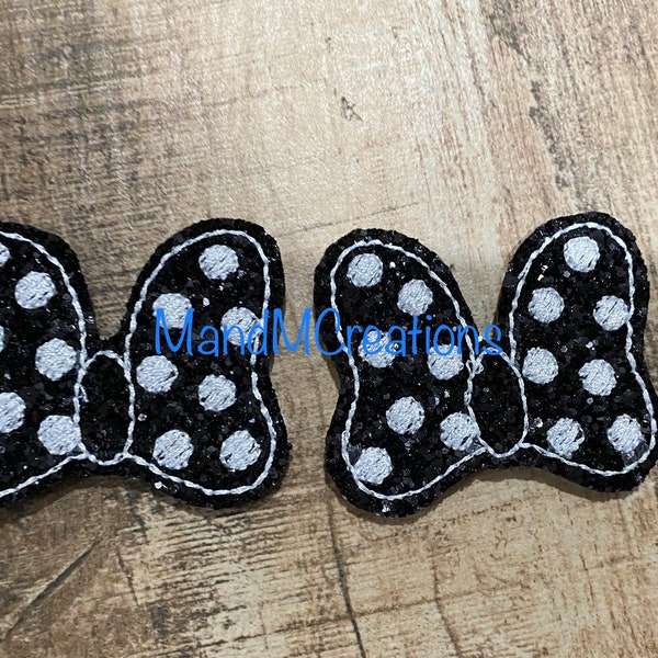 Custom Sparkle Black Minnie Mouse Shoe Bows