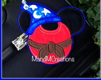 Boutique Custom Mickey Sorcerer Travel Luggage Tag **MDCT** -- You can personalize your tag or use it as an identifier