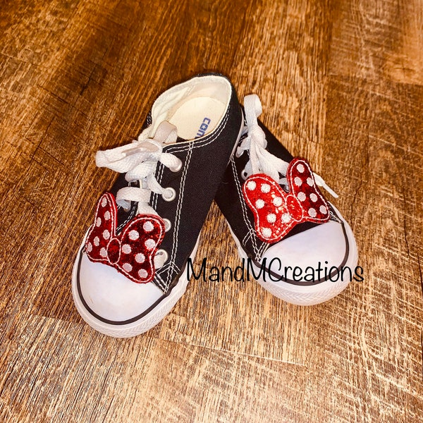 Custom Sparkle RED Minnie Mouse Shoe Bows