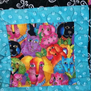 Original Patchwork Quilt, Funny Cats and Silly Dogs image 4