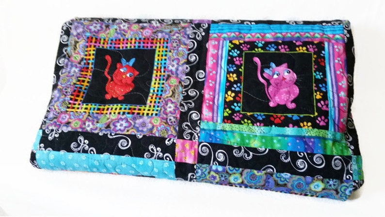 Original Patchwork Quilt, Funny Cats and Silly Dogs image 1