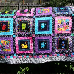 Original Patchwork Quilt, Funny Cats and Silly Dogs image 5