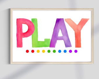 Play Wall Print for Playroom, Playroom Wall Art, Nursery Wall Art, Kid's Room Print, Colorful Print