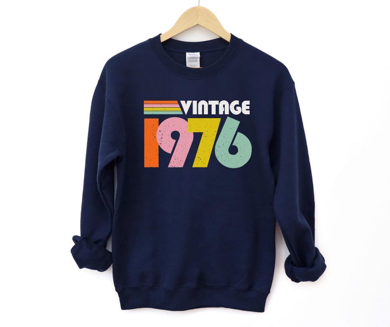 Vintage 1976 Sweatshirt 50th Birthday Gifts for Women 50th Birthday Gift for Mom Fiftieth Sweater Born in 1976 Gift for Her Unique Gift image 4