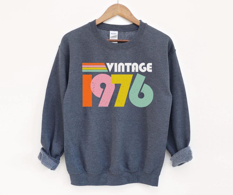 Vintage 1976 Sweatshirt 50th Birthday Gifts for Women 50th Birthday Gift for Mom Fiftieth Sweater Born in 1976 Gift for Her Unique Gift image 3