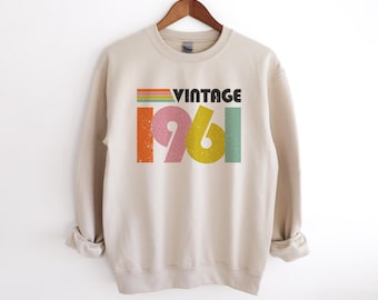 Vintage 1961 Sweatshirt 65th Birthday Gifts for Women 65th Birthday Gift for Mom Birthday Sweaters Unique Gift for Best Friends Born in 1961