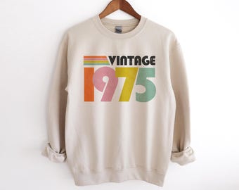 Vintage 1975 Sweatshirt 51st Birthday Gifts for Women 51st Birthday Gift for Mom Fifties Sweater Born in 1975 Gift for Her Unique Gift