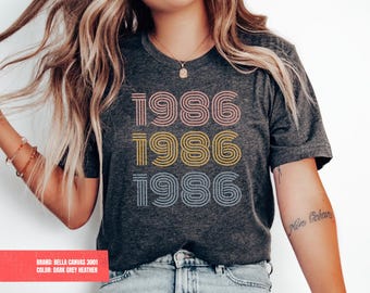 Retro 1986 Shirt 40th Birthday Gifts for Women 40th Birthday Gift for Mom Fortieth Vintage Tshirt Born in 1986 T Shirt Unique Unisex Tee