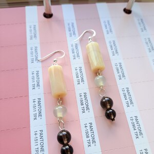 African Opal and Smokey Quartz Earrings image 3