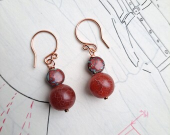 Carnelian and Glass Earrings