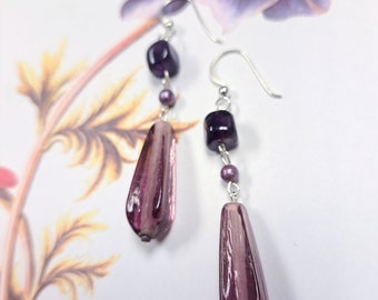 Amethyst and Glass Earrings