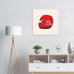 Niki Lauda Helm Kunstdruck - Formel 1 Rennsport Wanddekoration, Vintage Motorsport Poster