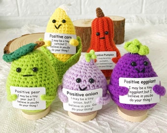 Handmade Crochet Positive Vegetables,Desk accessory,Cheering Up Gift, Emotional Support Gifts,Thinking of You