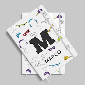 Cuaderno personalizado con monograma A5 para niños - Diario de nombres personalizado, regalo personalizado para niños