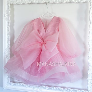 Baby Girl Sparkling Toddler Dress, Pink Baby Girl Beauty Pageant Dress, Baby Girl Pearl Dress, Birthday girl dress, First Birthday Dress