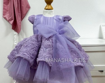 Lilac Lavender Ruffles Puffy Ball Gown Baby Girl Dress, Birthday Baby Girl  Dress, Wedding Baby Dress, Flower Girl, Purple 1st Birthday Dress - Etsy