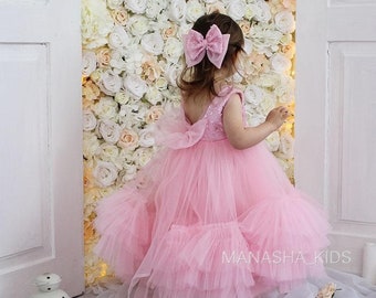 Pink Birthday girl dress, Princess baby dress, first birthday girl, flower girl dress, 2nd birthday, Tutu tulle Ballerina Photoshoot Dress