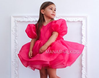 Pink Puffy Birthday Girl Dress Toddler Pink Fluffy dress Pink Baby Girl Dress Girls Birthday Pink Outfit Baby's ball gown Special Occasion
