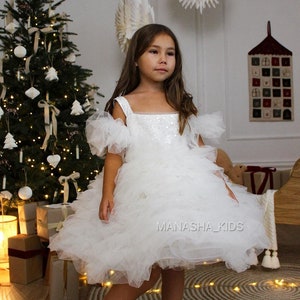 Ivory Communion Dress, Special Occasion, Flower Girl Dress, Puffy Girl Dress, Baby Birthday Party Dress, Tutu Dress, Junior Bridesmaid Dress